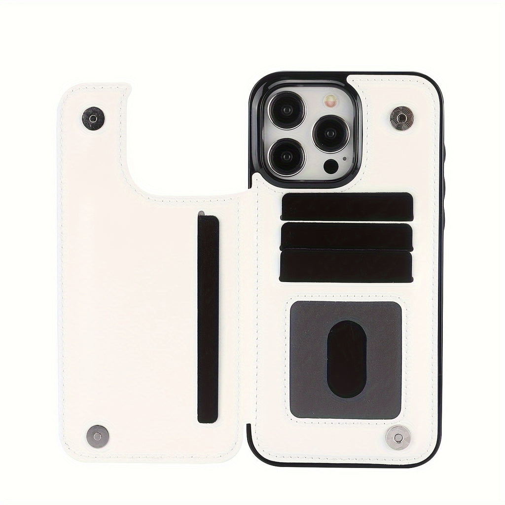 For  15/ 14/ 13/ 12/ 11 Pro Max/ Mini/ XR/ XS Max/ SE 2022/2020/ 7/ 8 Plus Wallet Case With Card Holder, PU Faux Leather Kickstand Card Slots Case, Double Magnetic Clasp And Durable Shockproof Cover