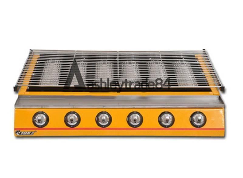Commercial 6 head gas-fired grill smokeless barbecue machine