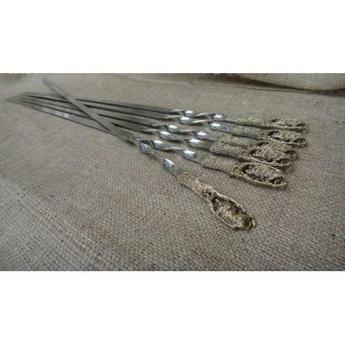 6Pcs luxury  Steel Metal Barbeque Skewer Needle BBQ Kebab Stick Kabob