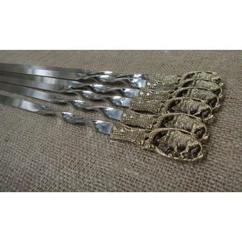 6Pcs luxury  Steel Metal Barbeque Skewer Needle BBQ Kebab Stick Kabob