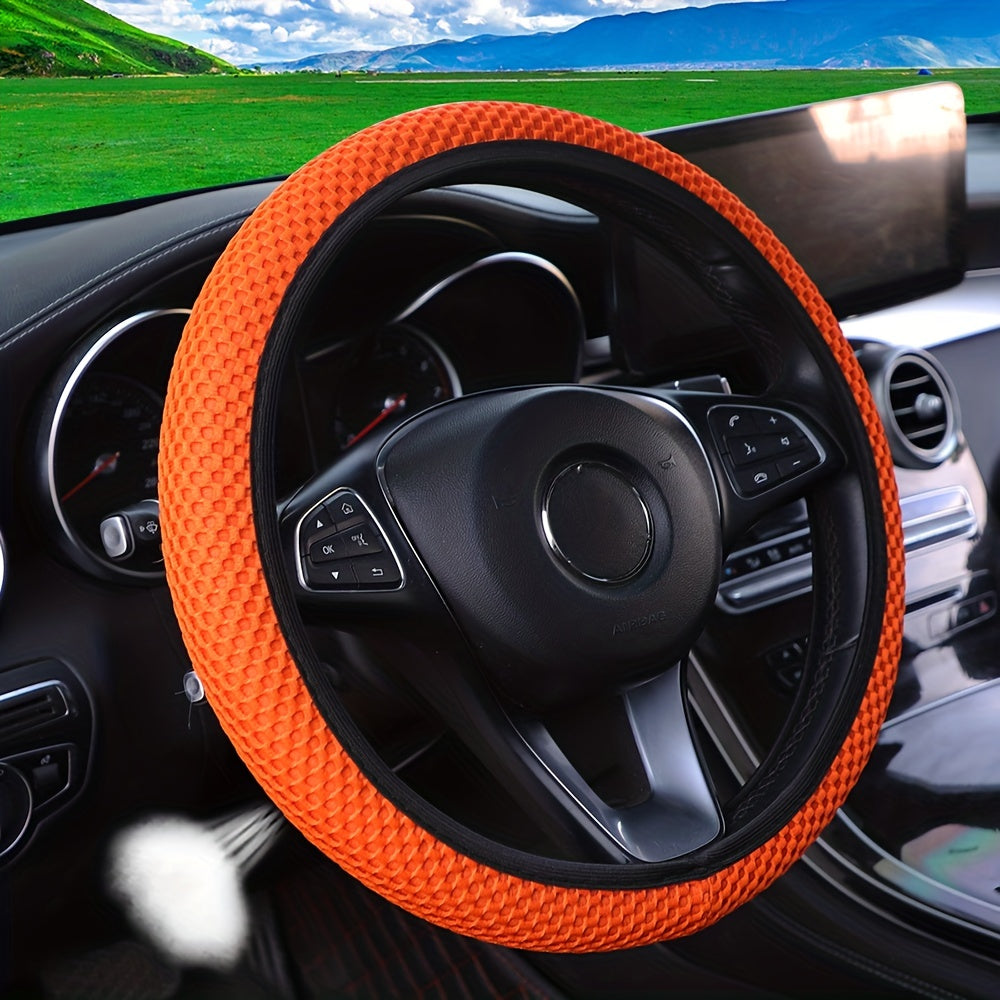 Three-dimensional Mesh Breathable Sweat-absorbing Comfortable Non-slip Car Steering Wheel Cover, Without Inner Ring Suitable For 14.57-14.96inch Auto Parts