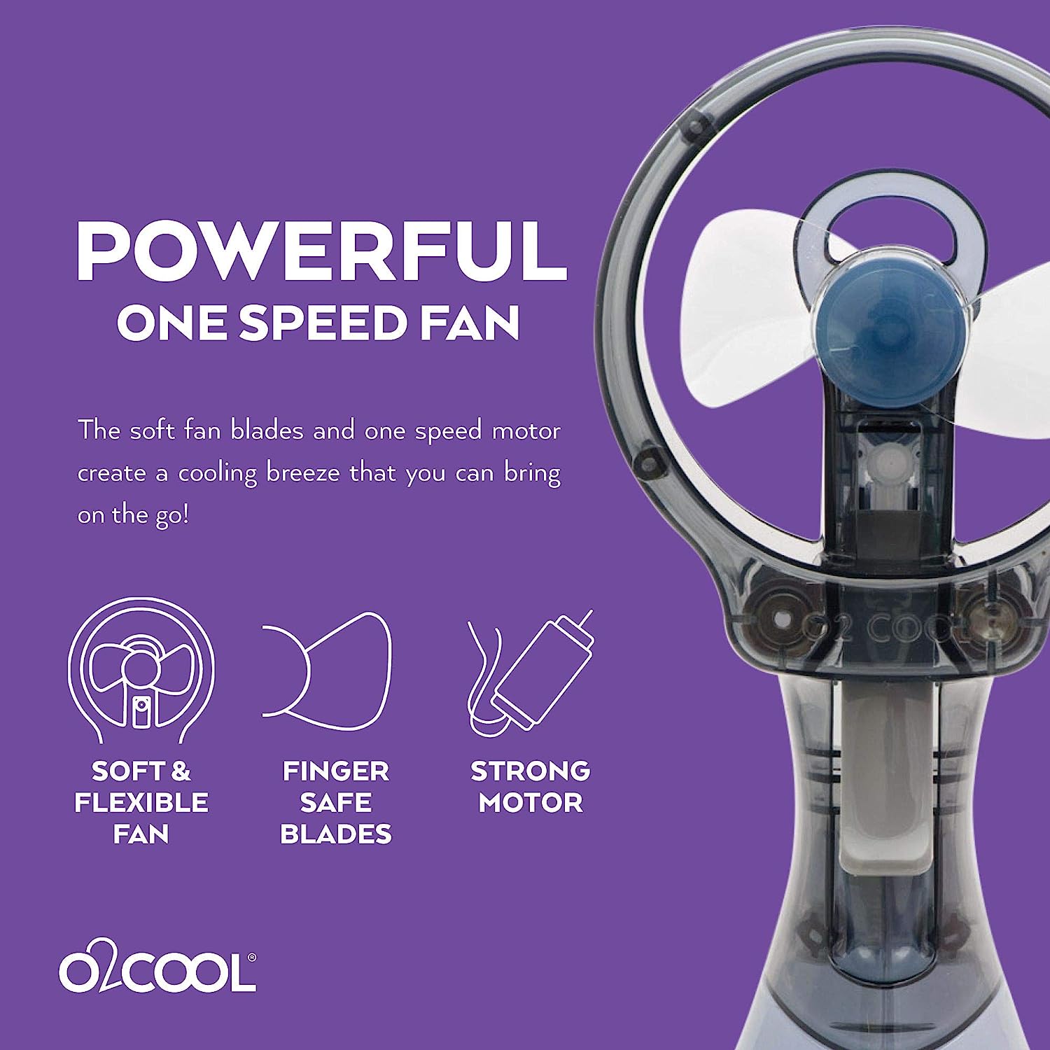 O2COOL Deluxe Handheld Battery Powered Water Misting Fan (Grey)