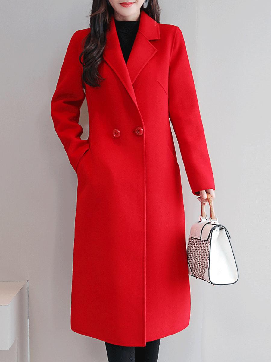 Long Section Autumn And Winter Korean Fashion  Woolen Coat Female
