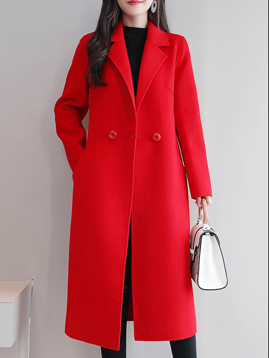 Long Section Autumn And Winter Korean Fashion  Woolen Coat Female