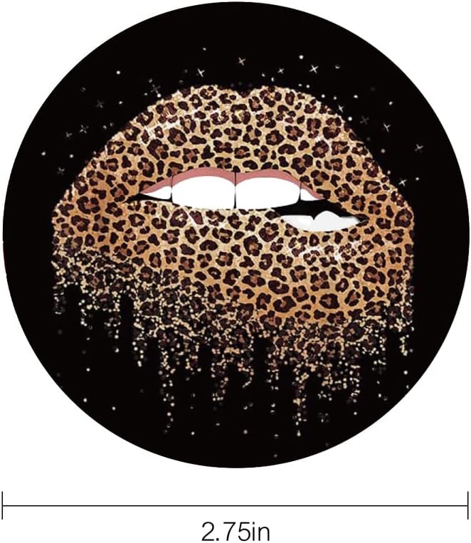 Funny Leopard Lips Kiss Leopard Print Mouth 2PCS 2.75" Car Cup Holder Insert Coasters, Womens Cool Lips Bite Kiss Me Leopard Print Cheetah Car Coasters Sexy Car Interior Decoration by FLYEEGO