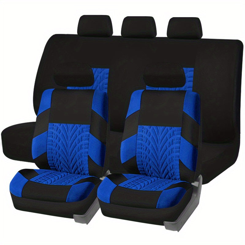 Car Seat Covers, Polyester Full Set Universal Seat Protector Decoration Thick Foam (1bag Of Metal Hooks Put In One Of The Headrest Covers）