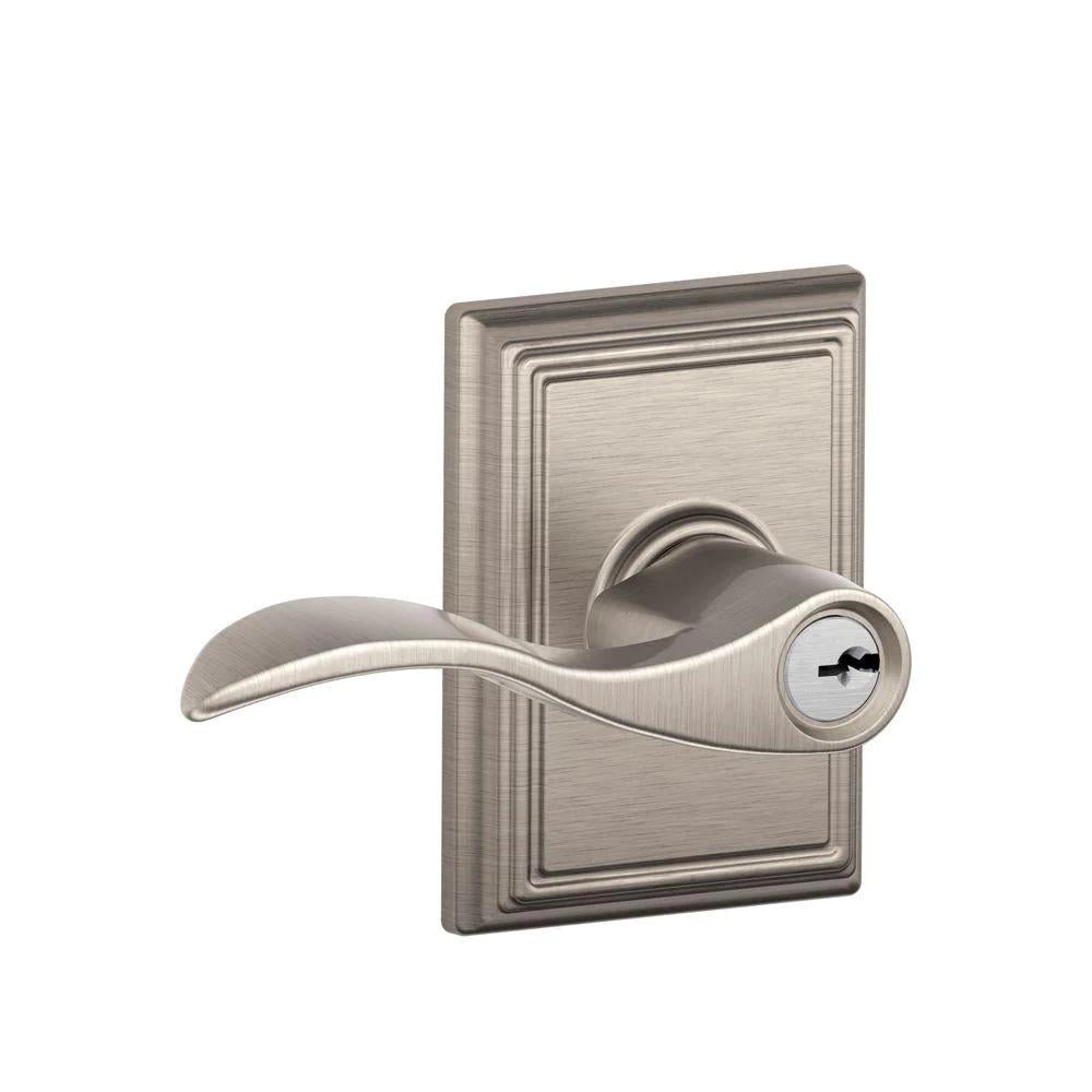 Accent Satin Nickel Keyed Entry Door Lever with Addison Trim