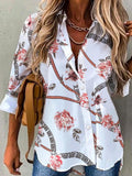 Floral Geometric Print Casual Long-sleeved Blouse
