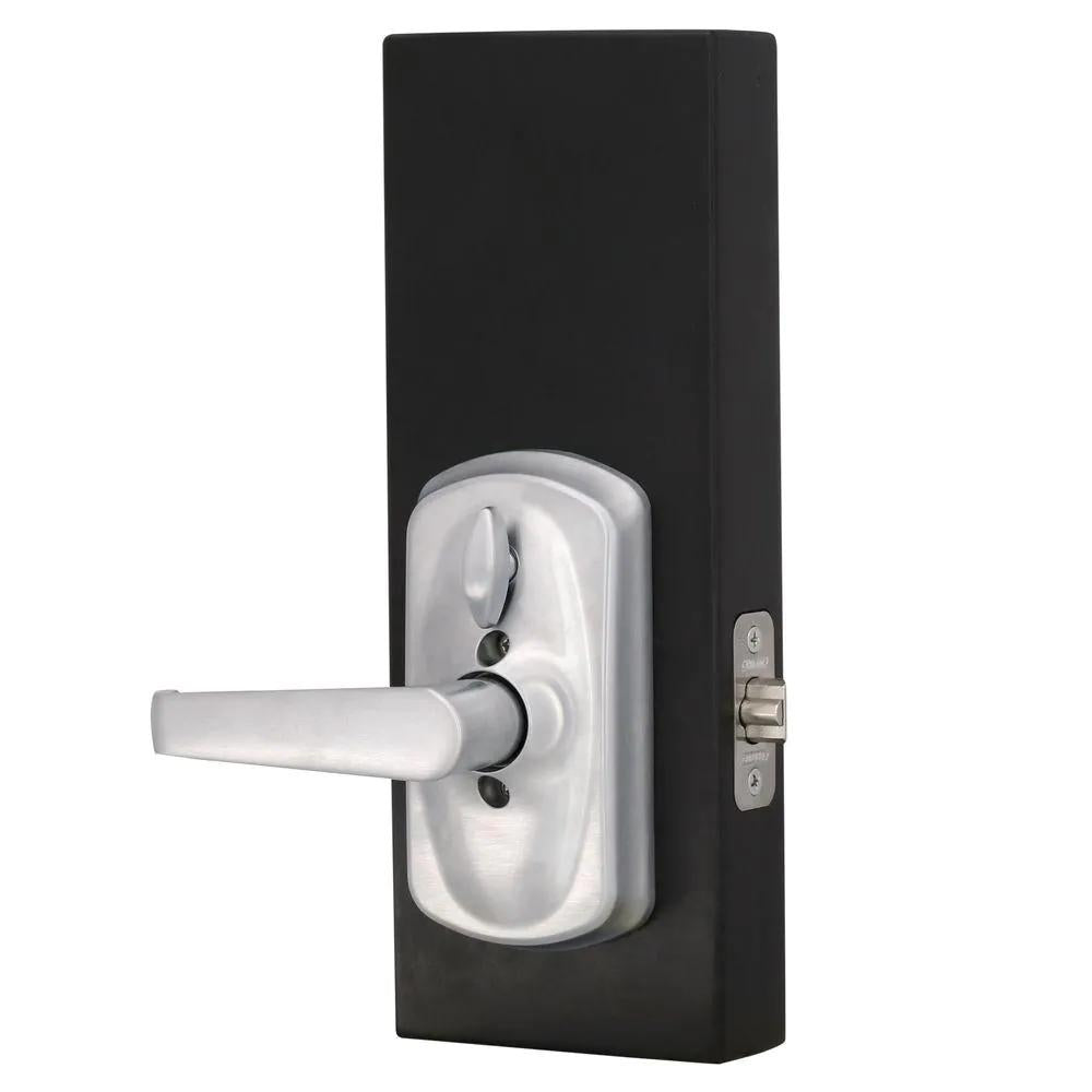Plymouth Satin Chrome Electronic Door Lock with Elan Door Lever Featuring Flex Lock