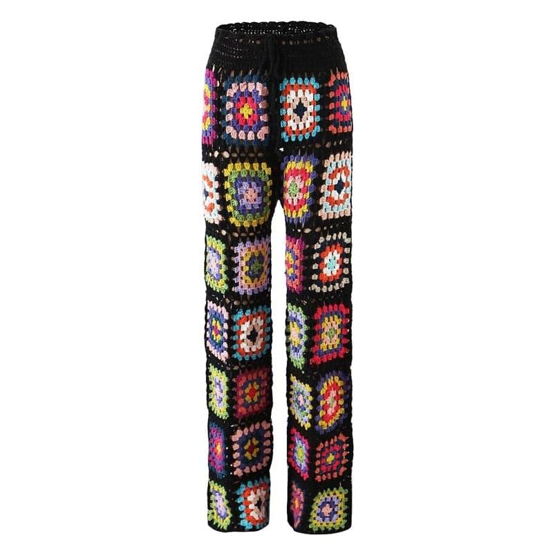 drawstring high waist crochet pants