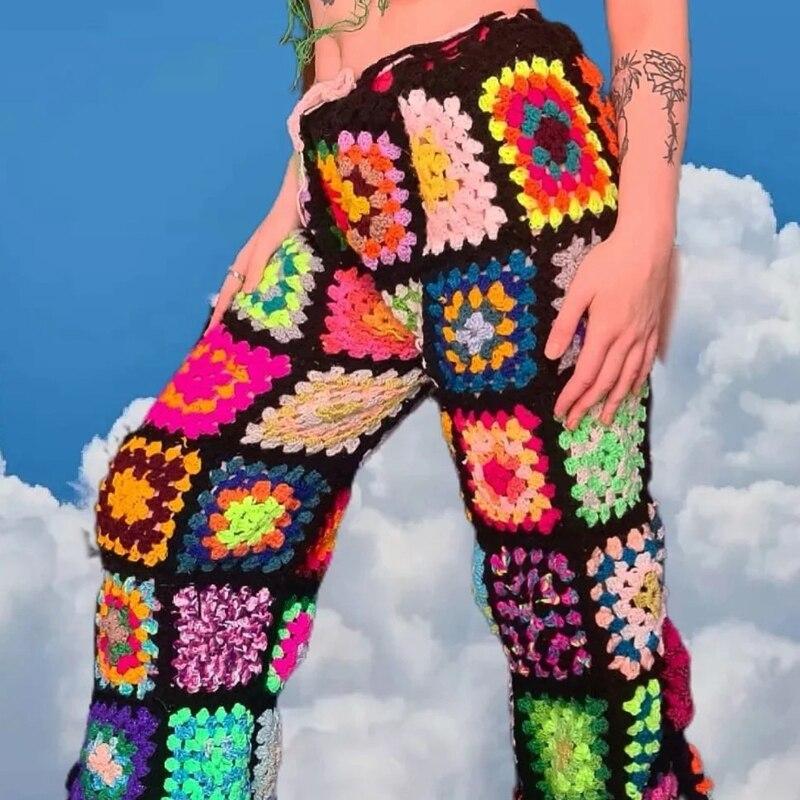 drawstring high waist crochet pants