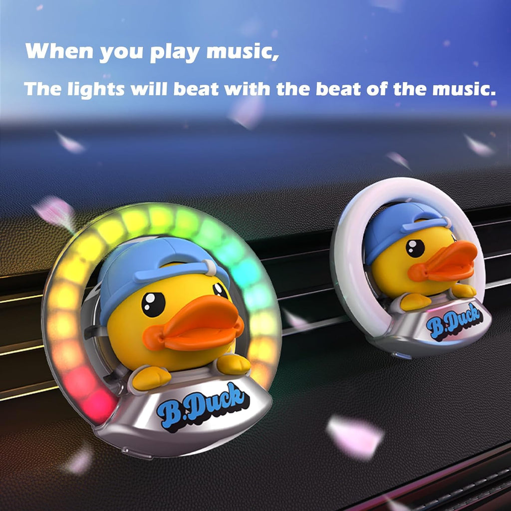 Cacacece Car Air Fresheners Cute Duck Car Voice-Activated Rhythm LED Light Automotive Air Outlet Creative Perfume Aromatherapy Decoration Accessories Air Fresheners for Cars