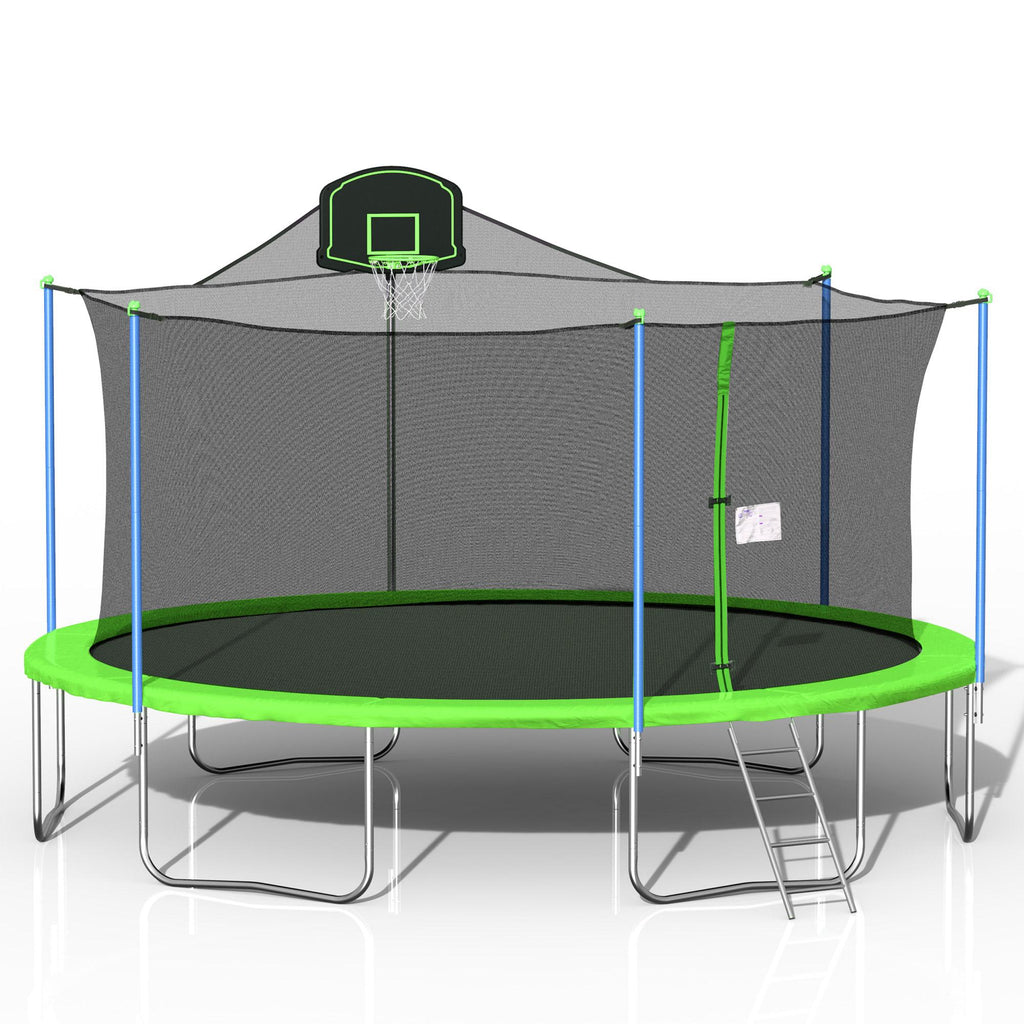 enyopro 16FT Trampoline, Round Trampoline with Basketball Hoop &amp; Safety Net Enclosure, Combo Bounce Jump Trampoline for Kids Adults, 2021 Upgraded Trampoline for Indoor Outdoor Backyard Park, B224