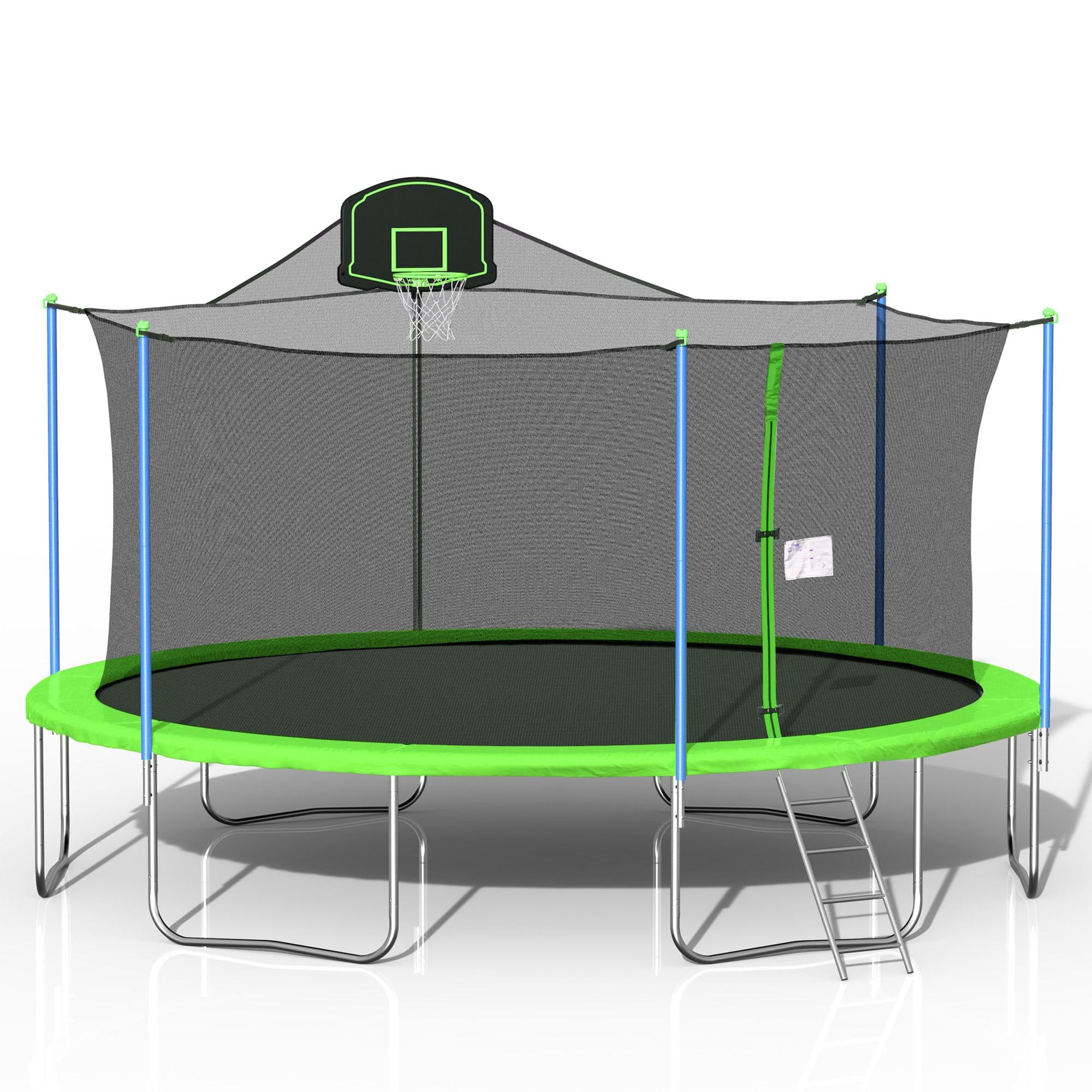 enyopro 16FT Trampoline, Round Trampoline with Basketball Hoop &amp; Safety Net Enclosure, Combo Bounce Jump Trampoline for Kids Adults, 2021 Upgraded Trampoline for Indoor Outdoor Backyard Park, B224