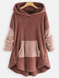 Contrast Stitching Double-sided Plush Casual Hoodie
