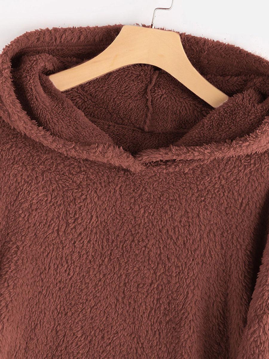 Contrast Stitching Double-sided Plush Casual Hoodie