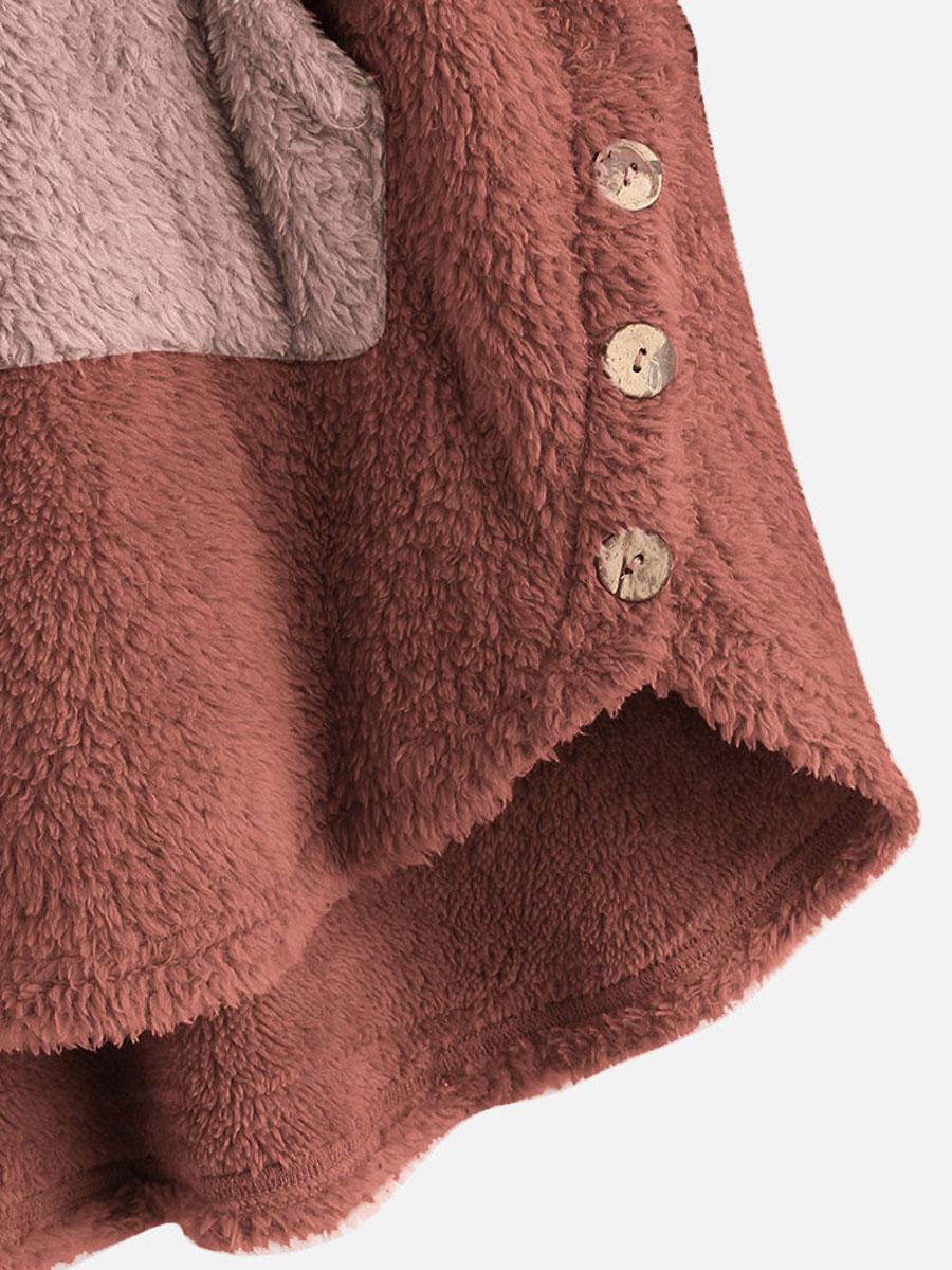 Contrast Stitching Double-sided Plush Casual Hoodie