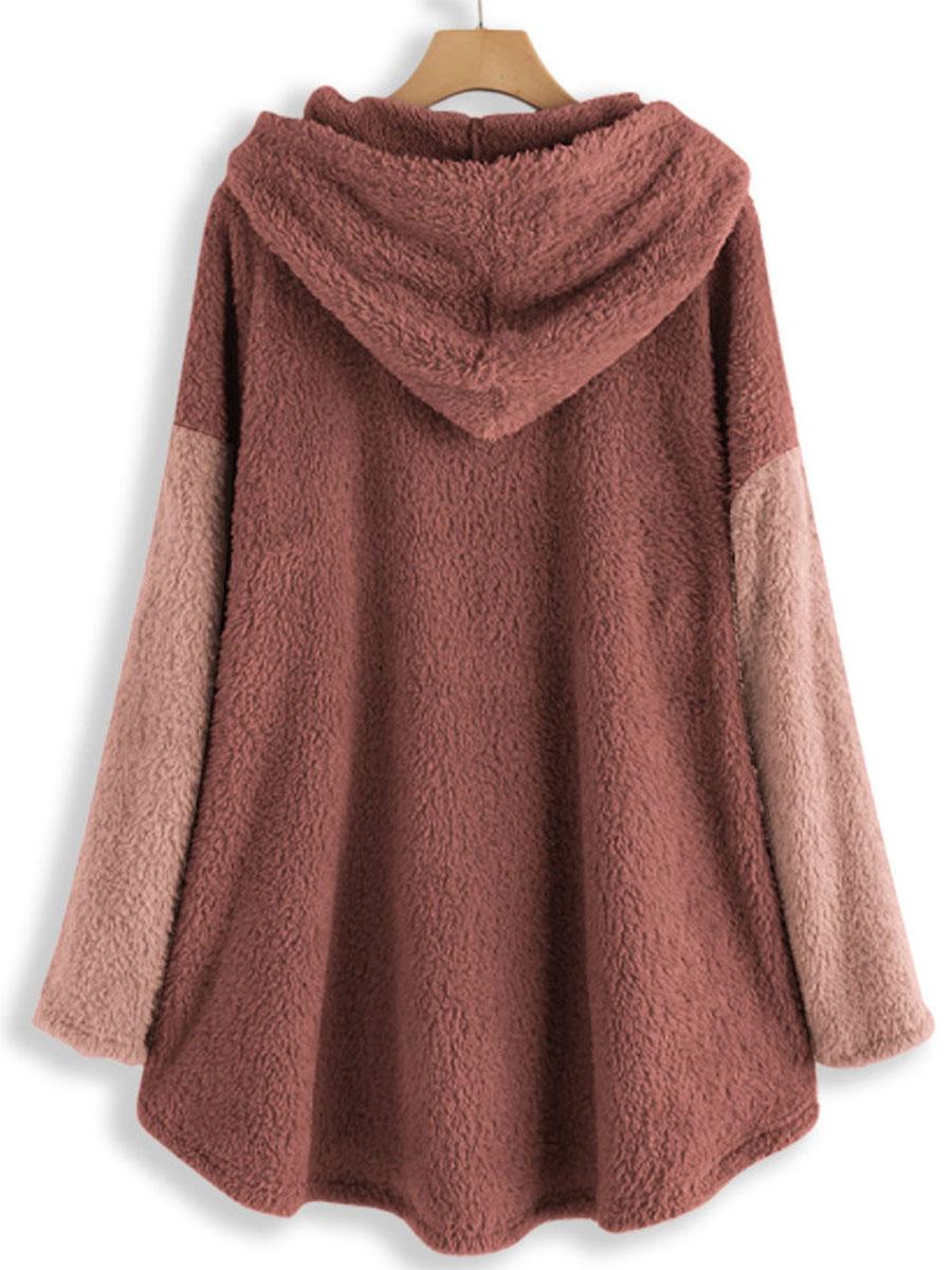 Contrast Stitching Double-sided Plush Casual Hoodie