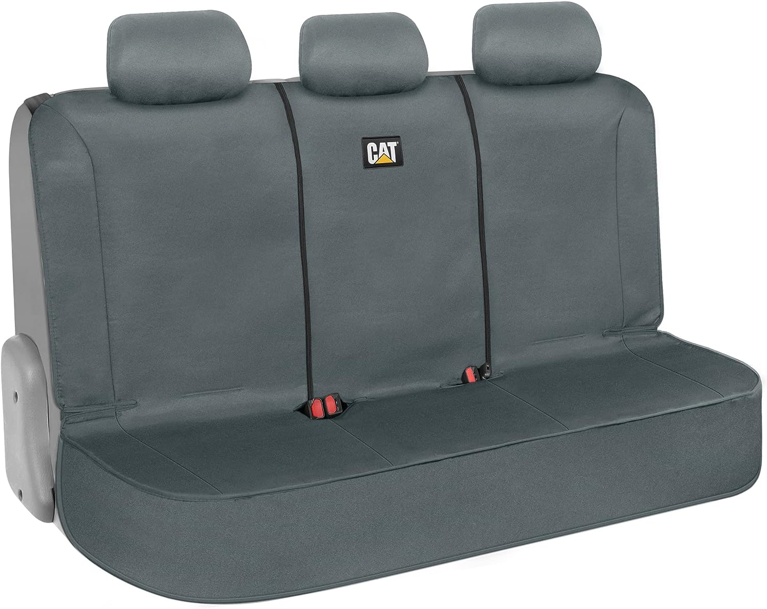 CatFlexfit Back Seat Cover for Cars Trucks SUV, Zipper Split Rear Bench Protector with Durable Canvas Material, Interior Cover in Gray