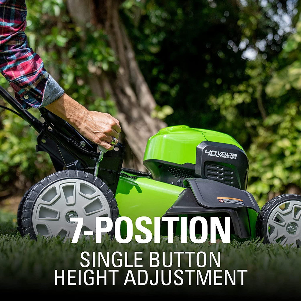 Greenworks 40V 21" Brushless (Smart Pace) Self-Propelled Lawn Mower, 2 x 4Ah USB (Power Bank) Batteries and Charger Included MO40L4413