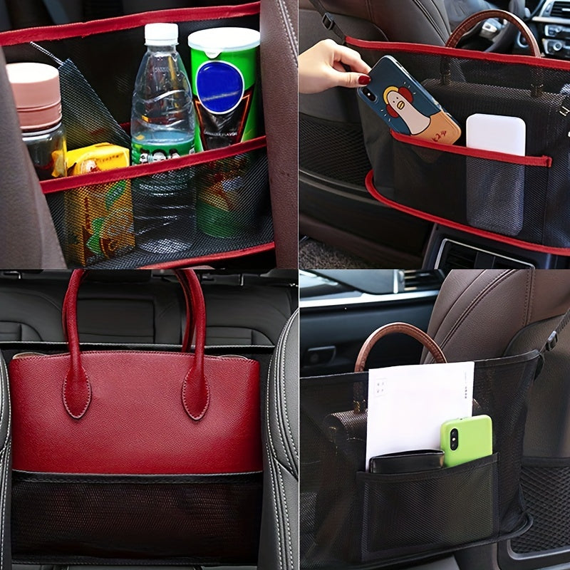 LarCapacity Car Seat Mesh Bag, Dog Bag Between Handbag Purse Clip Bag Organizer StoraPet Net Back Seat