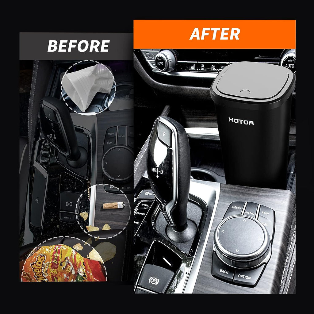 HOTOR Car Trash Can, Car Trash Cup with 30 Additional Car Trash Bags for Exclusive Using, Multipurpose Trash Can for Car, Office &amp; Home to Meet Various Needs - 2 Packs