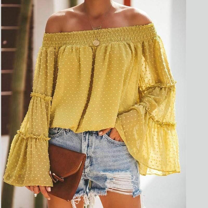 ruffles off shoulder blouse