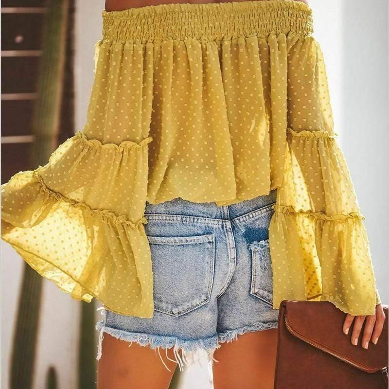 ruffles off shoulder blouse