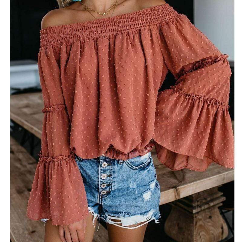 ruffles off shoulder blouse