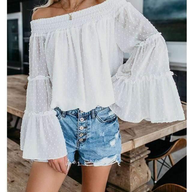ruffles off shoulder blouse