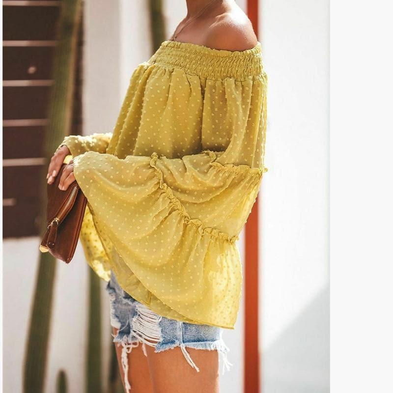 ruffles off shoulder blouse