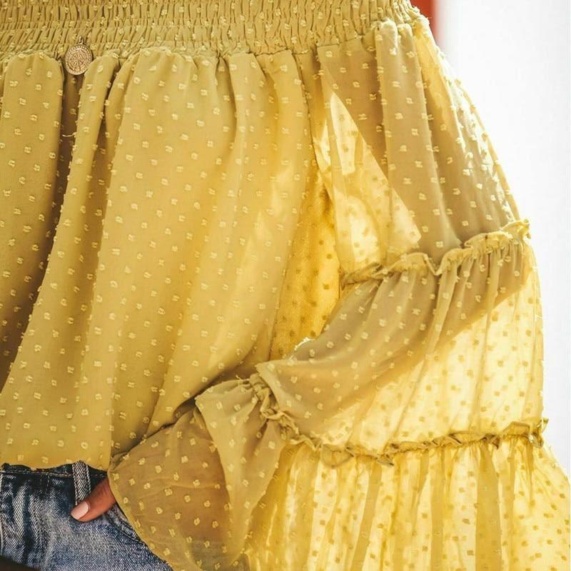 ruffles off shoulder blouse