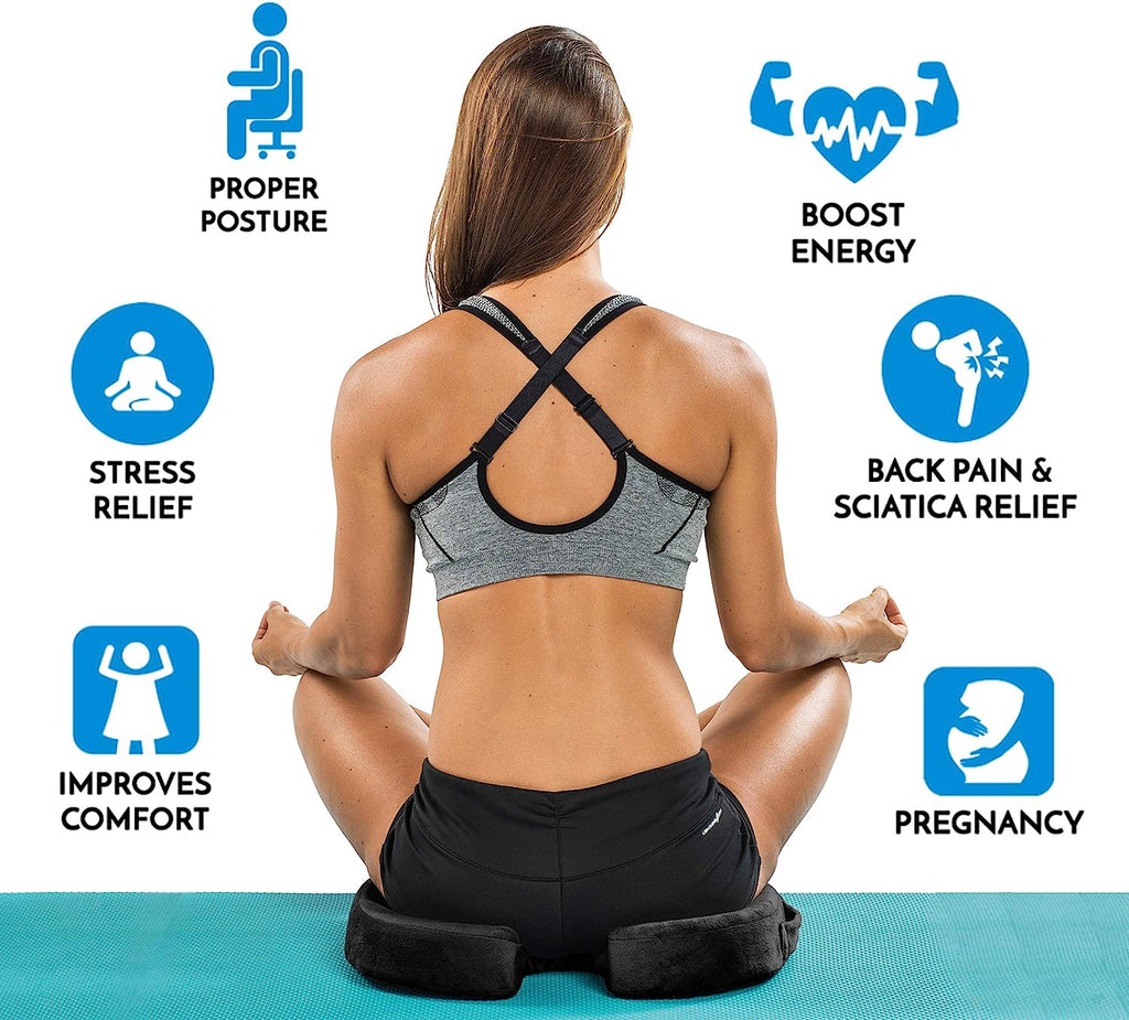 ComfiLife Gel Enhanced Seat Cushion - Non-Slip Orthopedic Gel &amp; Memory Foam Coccyx Cushion for Tailbone Pain - Office Chair Car Seat Cushion - Sciatica &amp; Back Pain Relief (Black)
