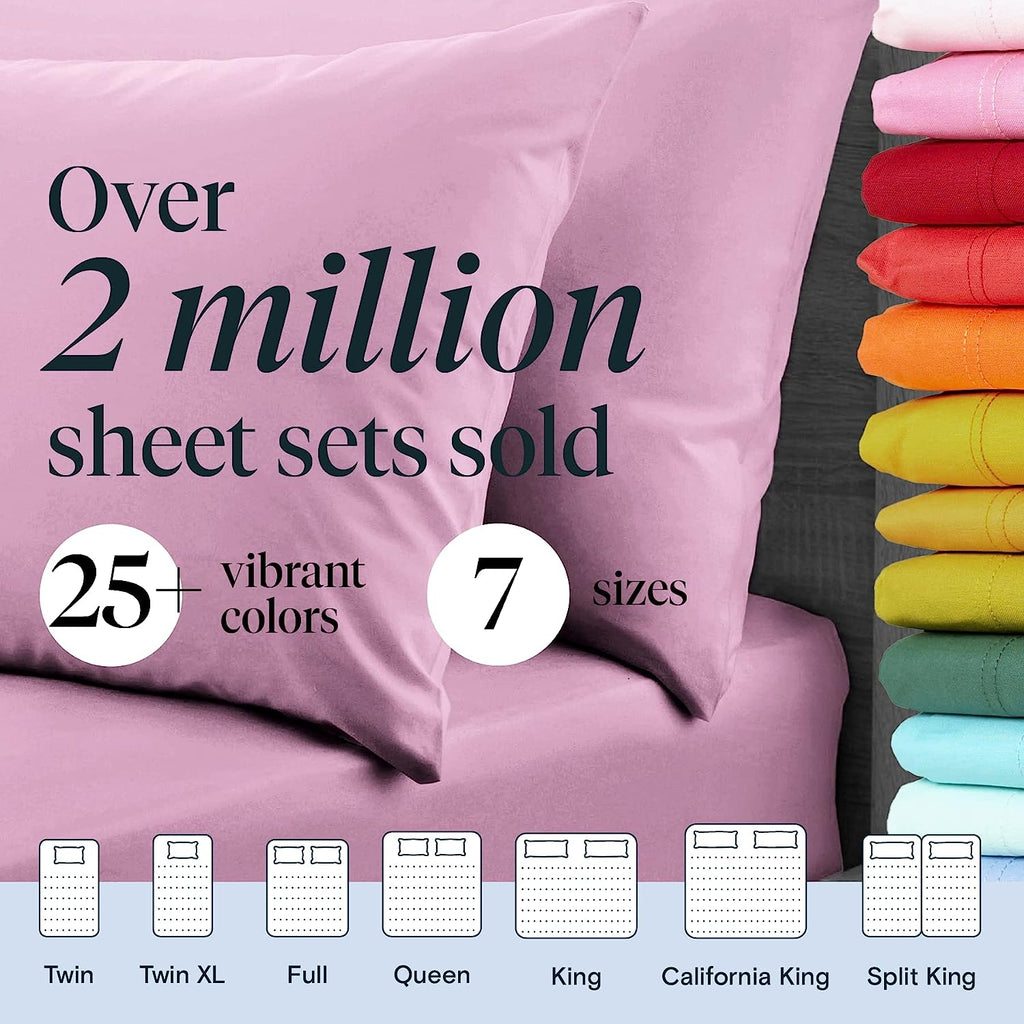 LuxClub 6 PC California King Size Sheet Set Bamboo Sheets Deep Pockets 18" Eco Friendly Wrinkle Free Cooling Sheets Machine Washable Hotel Bedding Silky Soft - Light Plum California King