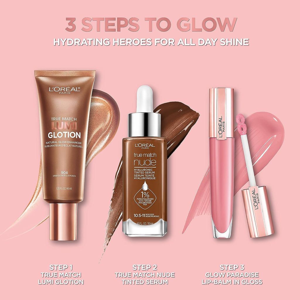 L'Oreal Paris Makeup True Match Lumi Glotion, Natural Glow Enhancer, Illuminator Highlighter Skin Tint,  All Day Radiant Glow Lotion -  Medium, 1.35 Ounces