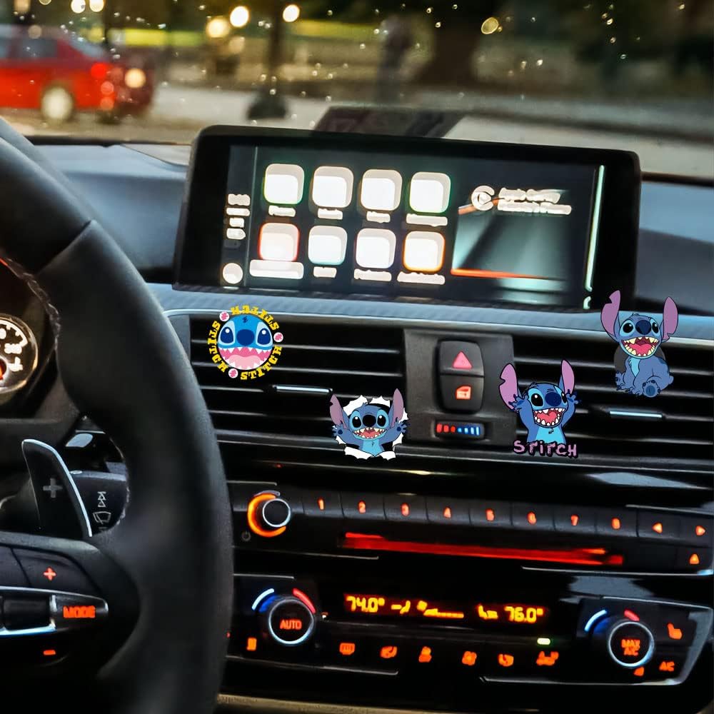 ZOSTLAND Cute Cartoon Car Air Vent Clip Decoration,Car Air Fresheners, Funny Car Vent Clip,Personalized Automotive Interior Decoration Accessories,Car Decor Gift for women,men (4pcs Stitch Surprise)