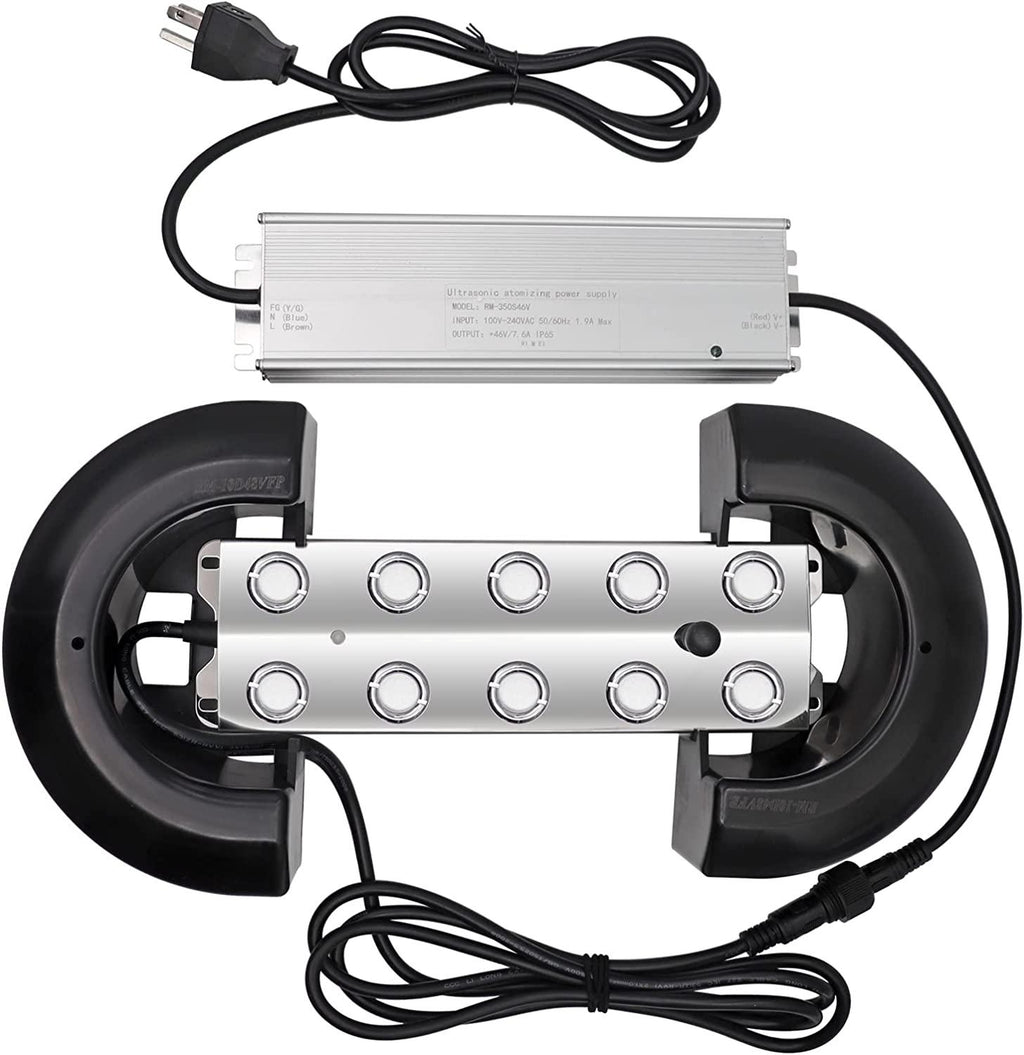 NOMAL Mist Maker Fogger 10 Head  Steel Ultrasonic Mist Humidifier 18.7lb/h Water Fountain Pond Fog Atomizer with Waterproof Power Supply and Float (10 Head)