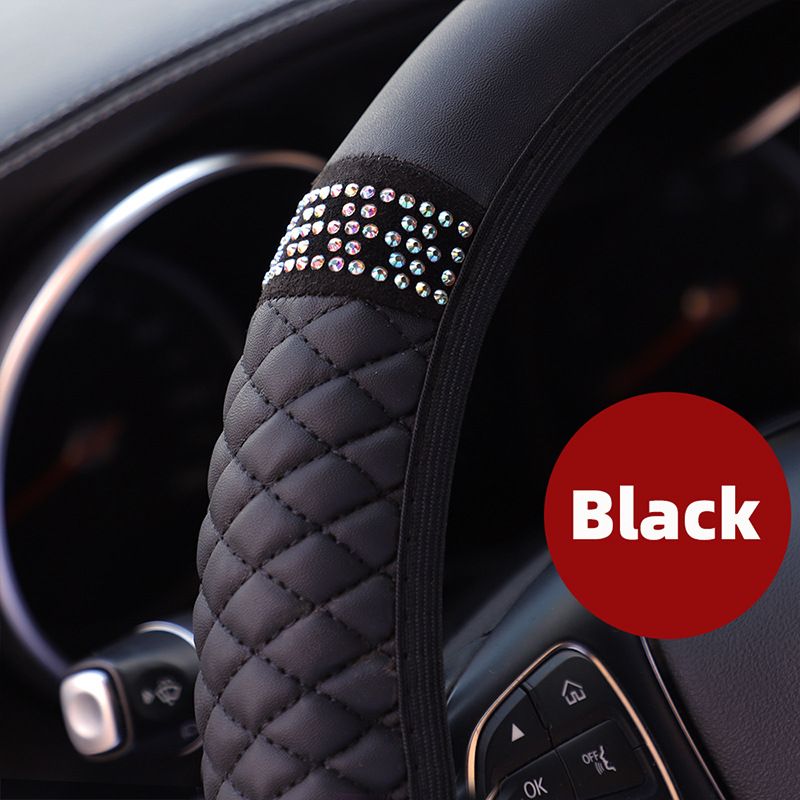 Bling Soft Faux Leather Car Steering Wheel Cover Non-Slip Heat And Cold Protector