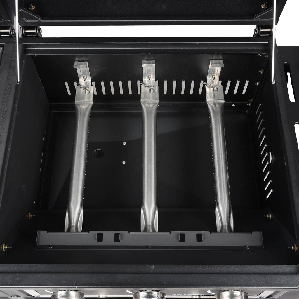 Dual Fuel Gas & Charcoal Combo BBQ Grill,Side Burner, Black with , NEW