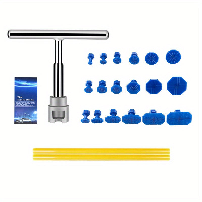Car Dent Repair Puller, Car Repair Tools Kit With 18pcs Plastic Glue Tabs Metal T-Handle Dent Remover Universal For Car Accessories
