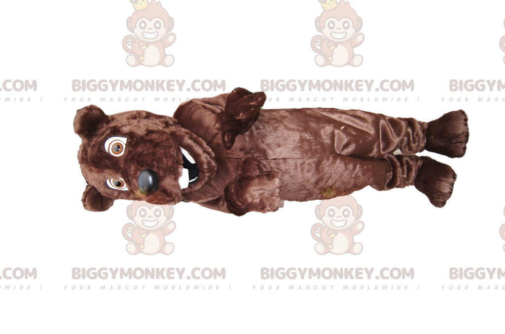 Very Happy Brown Bear BIGGYMONKEYMascot Costume, with Cute Black Muzzle