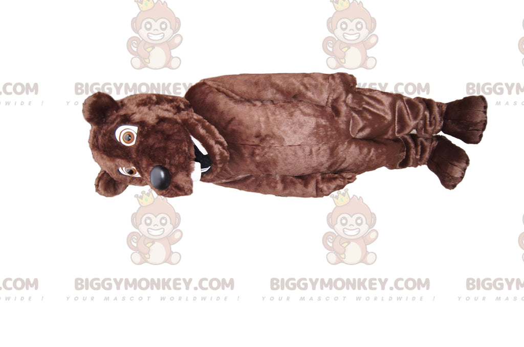 Very Happy Brown Bear BIGGYMONKEYMascot Costume, with Cute Black Muzzle