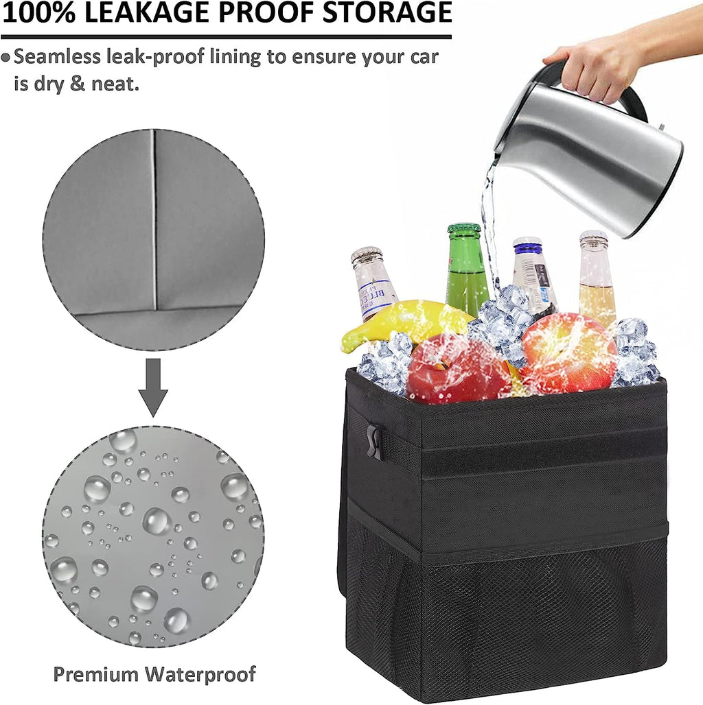 Vankor Car Trash Can for Car Cute, Car Trash Bag Bin Hanging Waterproof Automotive Car Garbage Cans Leak Proof Vehicle Trash Can Black