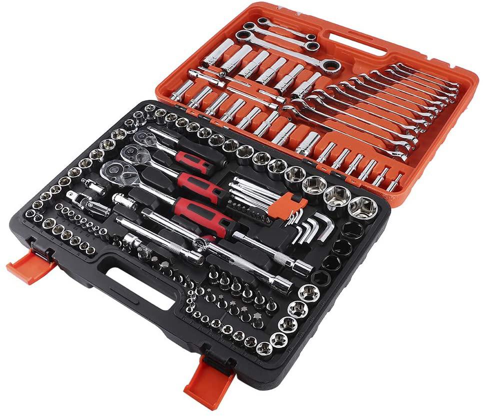 Ratchet Socket Wrench Set, 150Pcs Ratchet Socket Set Vehicle Maintenance Repair Toolbox Combination Wrench Hand Tool.