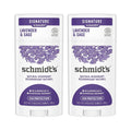 Schmidt's Aluminum Free Natural Deodorant for Women and Men, Lavender and Sage with 24 Hour Odor Protection, Vegan, Cruelty Free, 2.65 Oz, Pack of 2
