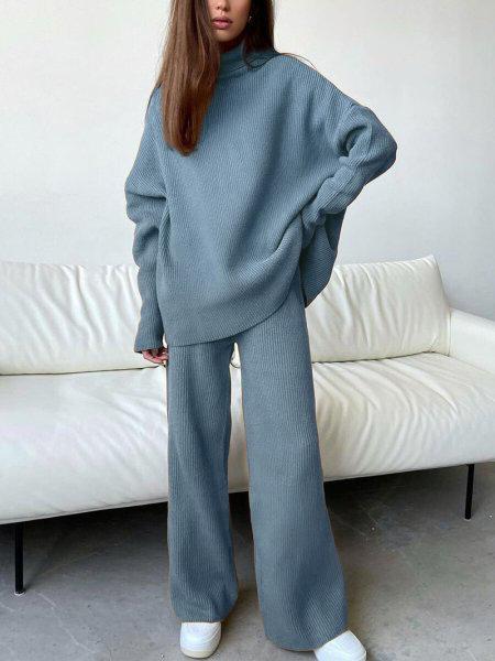 Ladies' Simple Falling Shoulder Loose Woolen Suit