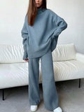 Ladies' Simple Falling Shoulder Loose Woolen Suit