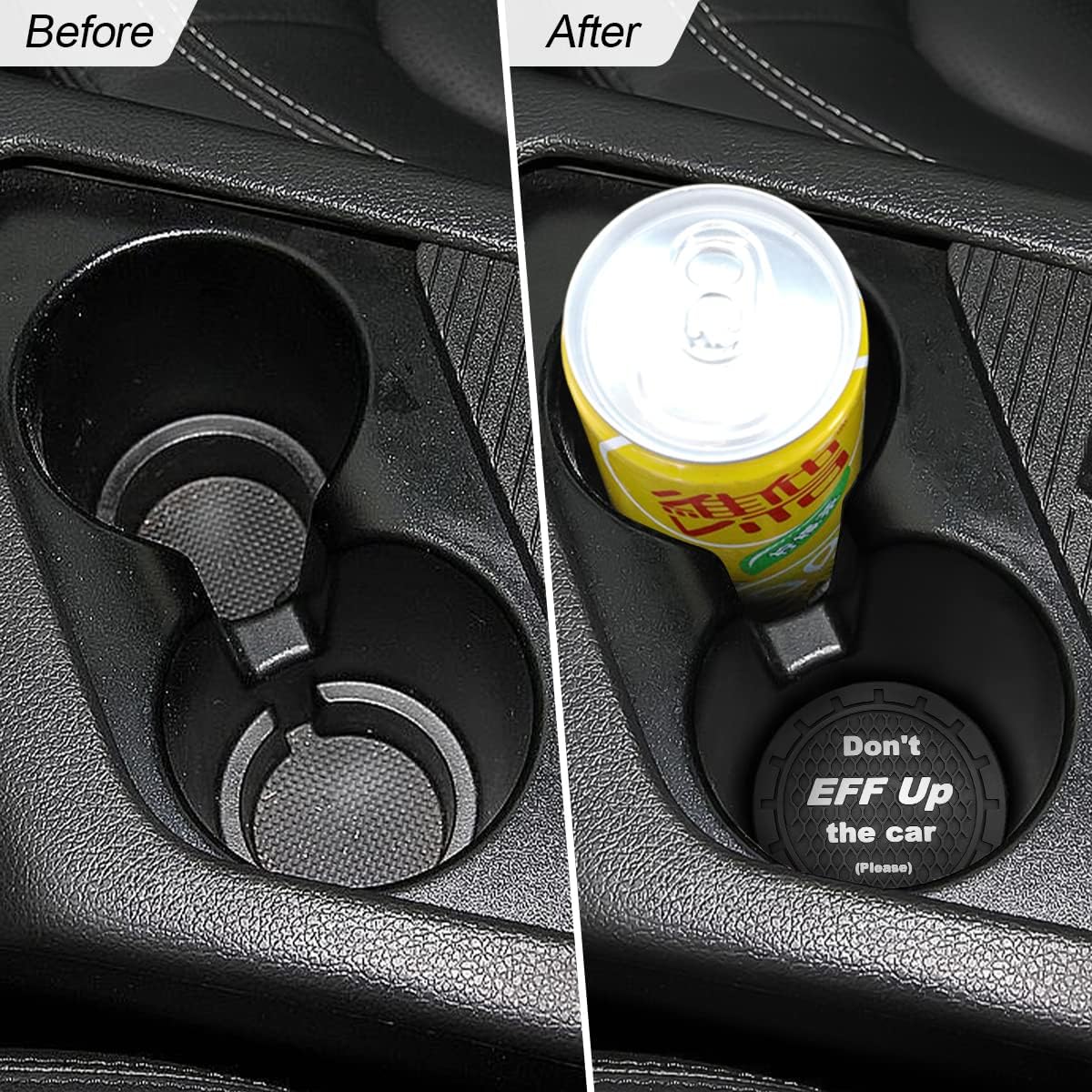 8sanlione 2 Pack Car Cup Holder Coasters, 2.75 Inch Non-Slip PVC Insert Cup Coaster, Anti-Scratch Auto Cup Mats for Women Men, Vehicle Interior Accessories Universal for Car, SUV, Truck (A Black/2PCS)