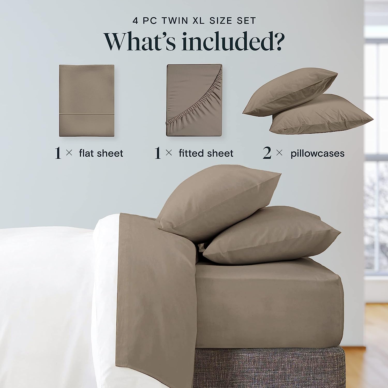 LuxClub Twin XL Sheets Set - Soft Twin Bed Sheets for Boys and Girls, 4 PC Deep Pockets 18" Eco Friendly Wrinkle Free Kids Fitted Sheets Machine Washable Hotel Bedding Silky Soft - Tree Bark Twin XL