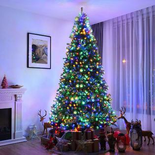 Goplus 9' Pre-Lit Artificial Christmas Tree Premium Hinged w/ 1000 LED Lights & Stand